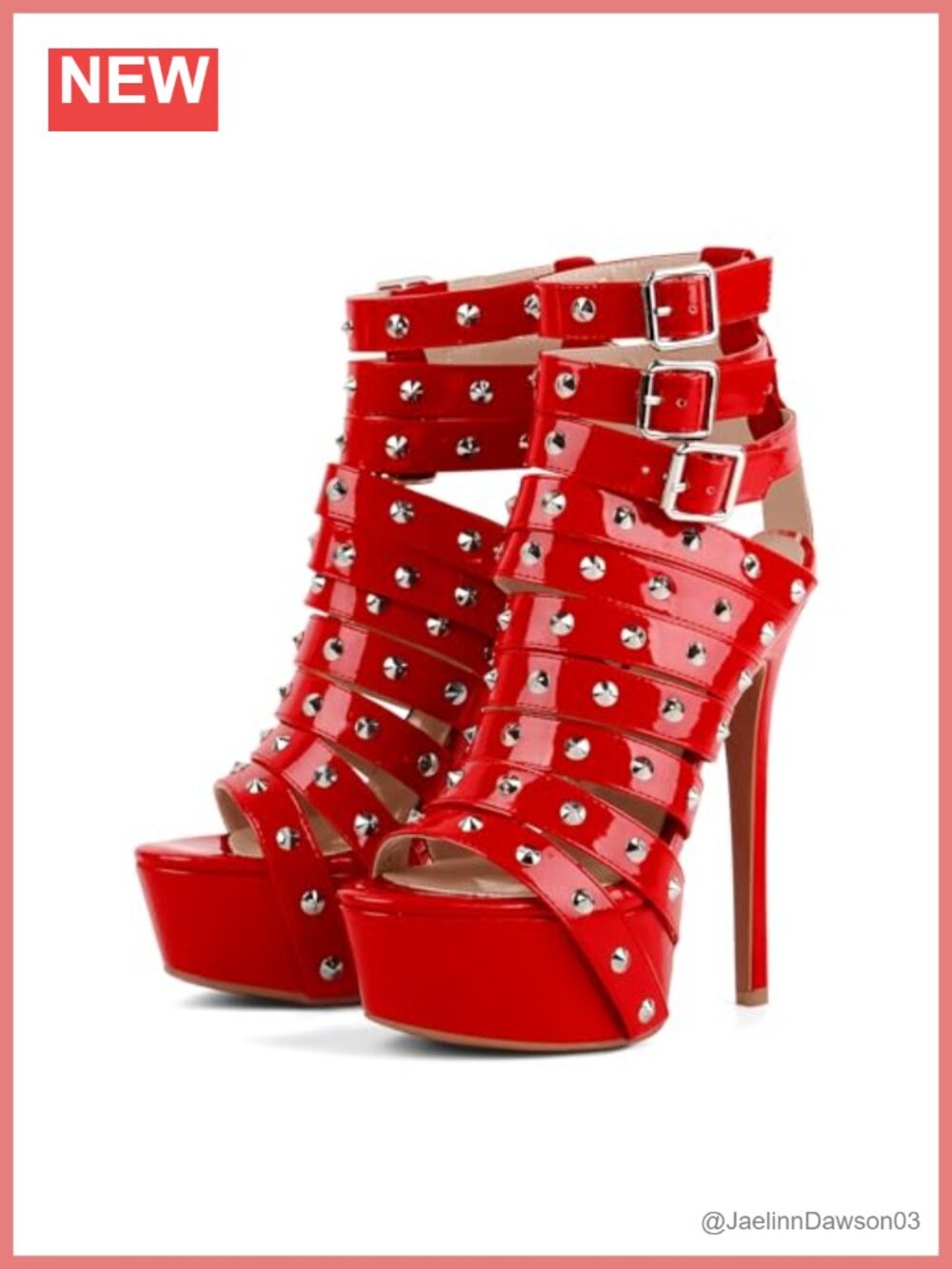 Studded Rivets Strappy Platform Stiletto Heels Punk Gothic Sandals